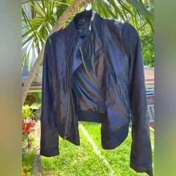 Joe’s Jeans Leather Jacket Medium Goth Emo Punk Moto Festival Concert - Picture 9 of 11